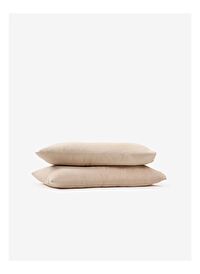 Washed Linen Keten Yastık Kılıfı 2'li Bej 50x70