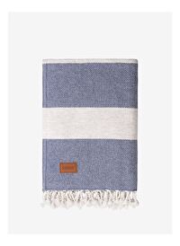 Wool Herringbone Yünlü Koltuk Şalı Denim 125x175