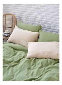 Washed Linen Keten Çift Kişilik Nevresim Mint Yeşili 200x220