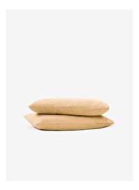 Washed Linen Keten Yastık Kılıfı 2'li Kum Beji 50x70