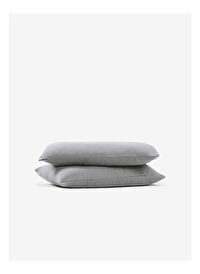 Washed Linen Keten Yastık Kılıfı 2'li Gri 50x70