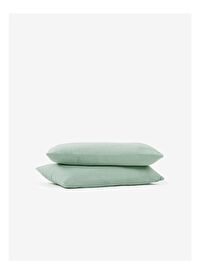 Washed Linen Keten Yastık Kılıfı 2'li Yeşil 50x70