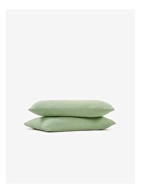 Washed Linen Keten Yastık Kılıfı 2'li Mint Yeşili 50x70