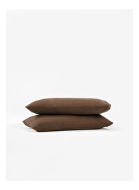 Washed Linen Keten Yastık Kılıfı 2'li Kahverengi 50x70
