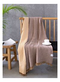 Cocoon Pamuk 4 Kat Müslin Koltuk Şalı Bison / Oak Buff 130x170