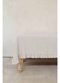 Frilled Linen Keten Masa Örtüsü Naturel 150x250