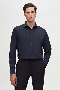 Ds Damat Slim Fit Lacivert İtalyan Yaka Dar Kesim Klasik Kravatlık  Uzun Kollu Kolay Ütülenebilir Ne