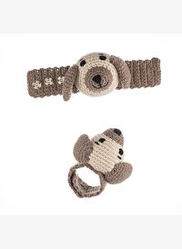 Cuddly Amigurumi Köpekcik Çıngıraklı Bileklik -Kahve