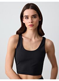 Siyah Dar Kesim U Yaka Örme Bralet