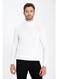 Ekru Slim Fit  Balıkçı Yaka Triko Kazak