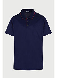 Lacivert Regular Fit Düz 100% Pamuk Polo Yaka Tişört 