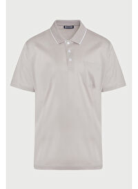 Gri Regular Fit Düz 100% Pamuk Polo Yaka Tişört 