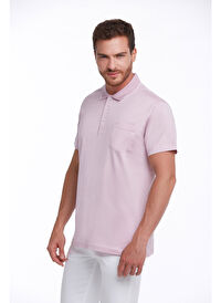 Lila Regular Fit Düz 100% Pamuk Polo Yaka Tişört 