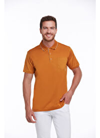 Turuncu Regular Fit Düz 100% Pamuk Polo Yaka Tişört 