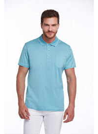 Turkuaz Regular Fit Düz 100% Pamuk Polo Yaka Tişört 
