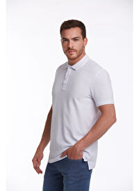 Beyaz Regular Fit Düz 100% Pamuklu Polo Yaka Tişört