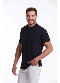 Lacivert Regular Fit Düz 100% Pamuklu Polo Yaka Tişört