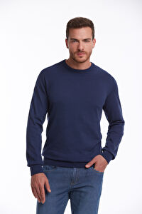 indigo Regular Fit Bisiklet Yaka 100% Pamuklu Triko Kazak