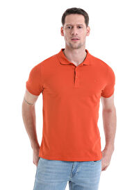 Kiremit Regular Fit Düz 100% Pamuklu Polo Yaka Tişört