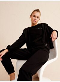 Siyah Oversize Pamuklu Sweatshirt