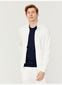 Ekru Slim Fit Pamuklu Sweatmont