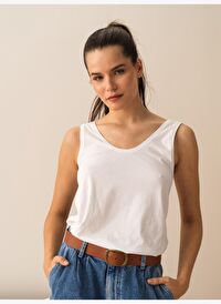 Beyaz Regular Fit Pamuklu Atlet