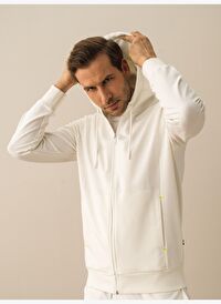 Beyaz Slim Fit Pamuklu Sweatmont