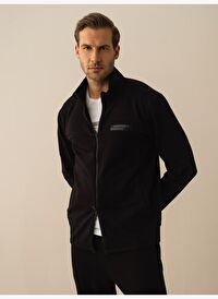 Siyah Slim Fit Pamuklu Sweatmont