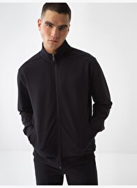Siyah Regular Fit Pamuklu Sweatmont