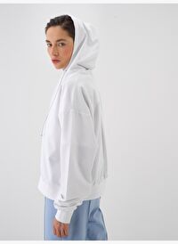 Beyaz Oversize Pamuklu Sweatmont
