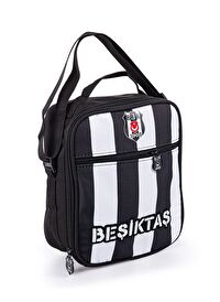 Beşiktaş Siyah Beyaz Erkek Çocuk Çubuklu Beslenme Çantası