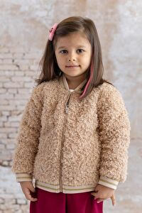Kız Bebek Peluş Mont - Bej