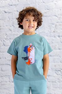 Erkek Çocuk Baskılı T-Shirt - Mint
