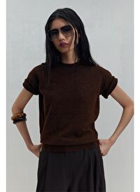 Kahverengi Robe Kısa Kollu Kazak