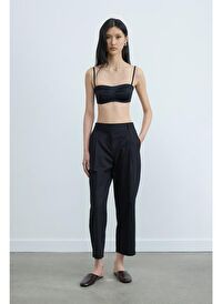 Siyah Paper Poplin Pantolon