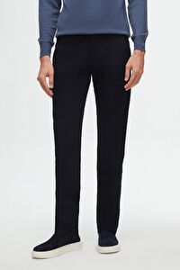 Ds Damat Slim Fit Lacivert Armürlü Yan Beli Lastikli Esnek Likralı Yandan Cepli Chino Pantolon