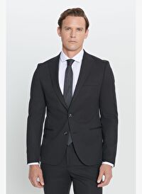 Erkek Siyah Ekstra Slim Fit Dar Kesim Kırlangıç Yaka Takım Elbise