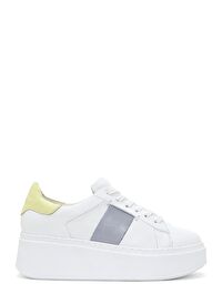 Kadın Beyaz Deri Kalın Tabanlı Sneaker 23SFD370418