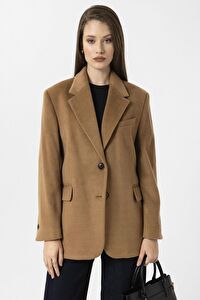 Antioch Camel Kadın Yün Karışımlı Blazer Ceket