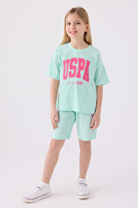 U.S. Polo Assn Kız Çocuk  Mint Bermuda Takım