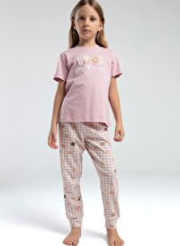 RolyPoly Kız Çocuk Pembe Kısa Kol Pijama Takım
