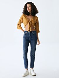 Ronna X Yüksek Bel Dar Paça Slim Jean Pantolon