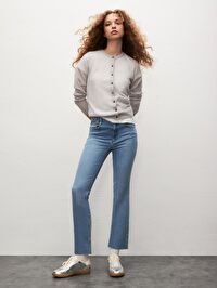 Lynda X Yüksek Bel Geniş Paça Cropped Flare Jean Pantolon