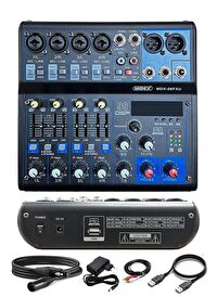 Midex MDX-06FXU Ses Mikseri Stüdyo Kayıt İçin 6 Kanal Ses Kartlı 99 DSP Efektli (+48V-USB-Bluetooth)