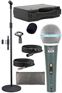 Lastvoice Lv-680STM Kablolu Dinamik Mikrofon Seti (Boy Stand Cüzdan Çift Kablo Sünger Tutacak)