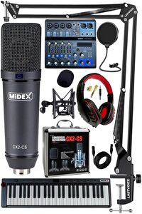 Stüdyo Ekipmanları Midi Live Paket-5 Ses Kartlı Mikser Midi Klavye CX2 Mikrofon Kulaklık