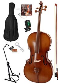 Midex GT-224-PAK Profesyonel Üst Kalite Masif Ağaç Çello Viyolonsel Full Set