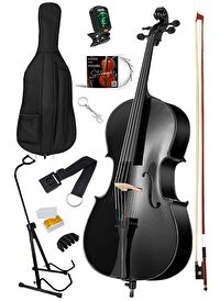 Midex GT-124BK-PAK Profesyonel Üst Kalite Siyah Çello Viyolonsel Full Set