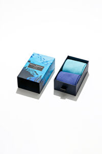 2'li Nakış Logolu Unisex Çorap - Eco Characters - Ocean