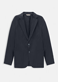 Lacivert Renk Keten Karışımlı Blazer Ceket